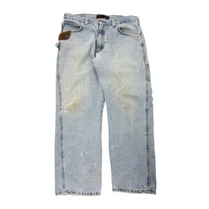 Wrangler DuraShield Mens Carpenter Jeans Paint Splatter Workwear Size 36W